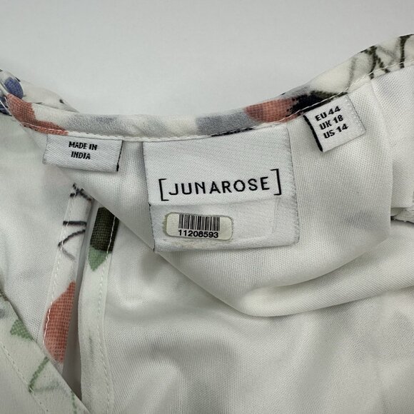 Junarose Women's‎ White Floral Ruffle Fit & Flare Rent The Runway Dress 14/C46 - Picture 5 of 14